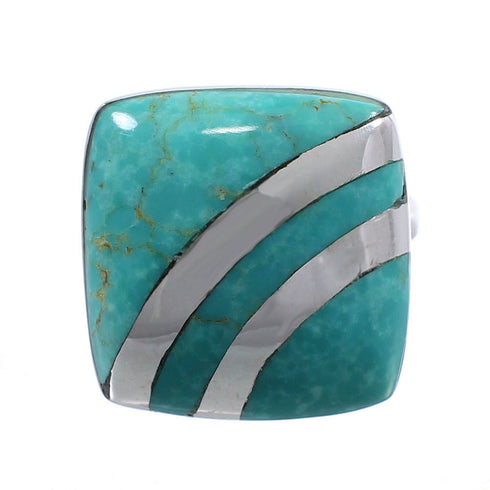 Southwestern Turquoise Genuine Sterling Silver Ring Size 7-1/4 BW64354